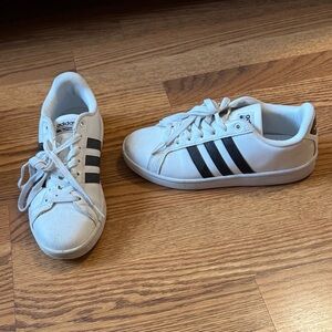 adidas White Sneakers with Black Stripes